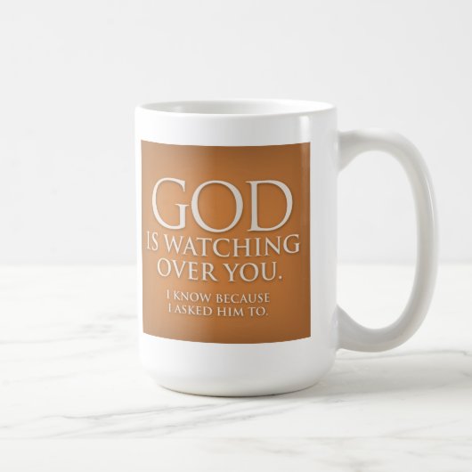 Gott passt über Sie auf. Goldbecher Kaffeetasse (Rechts)