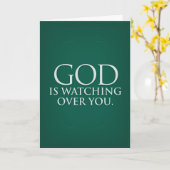 Gott passt über Sie auf. Grüne Grußkarte Karte (Gelbe Blume)