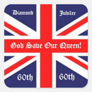 Gott Rettete Unsere Königin!-60 Jahre/Britische Fl Quadratischer Aufkleber