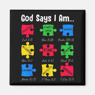 Gott sagt Autismus-Bewusstsein Christlicher Glaube Magnet
