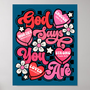 Gott sagt dir Kaugummi-Herz Valentins-Jesus-Christ Poster