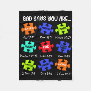 Gott sagt, du bist Autismus Bewusstsein Puzzle Kin Fleecedecke