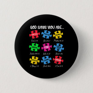 Gott sagt, du bist Bibelverse Christliches Autismu Button