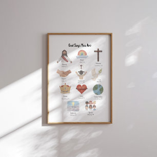Gott sagt, du bist Christliche Kinder Affirmation Poster