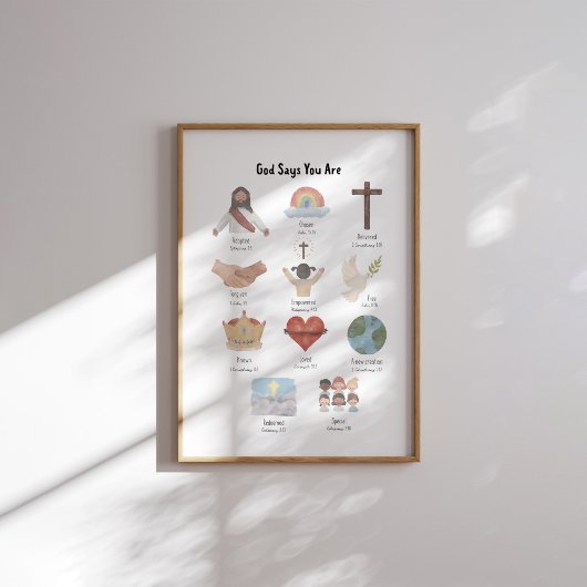 Gott sagt, du bist Christliche Kinder Affirmation  Poster