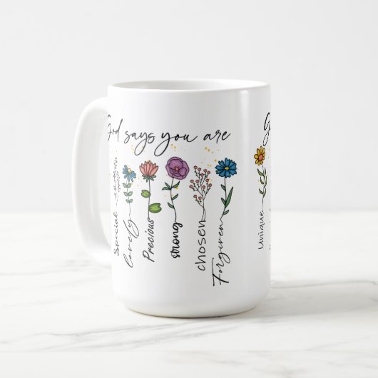 Gott sagt, du bist etwas Besonderes Kaffeetasse (Vorderseite Links)