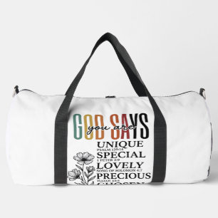 Gott sagt, du bist Faith Flower Vintage-Shirt-Desi Duffle Bag