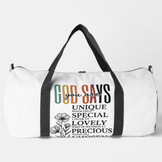 Gott sagt, du bist Faith Flower Vintage-Shirt-Desi Duffle Bag