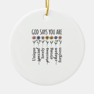 Gott sagt, du bist florales christliches Vektordes Keramik Ornament