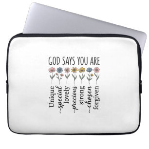 Gott sagt, du bist florales christliches Vektordes Laptopschutzhülle