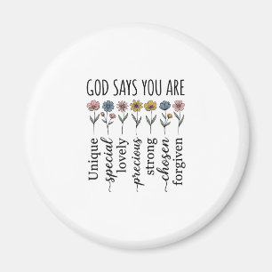 Gott sagt, du bist florales christliches Vektordes Magnet
