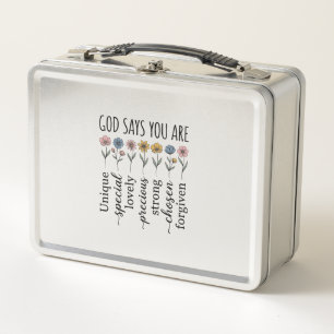 Gott sagt, du bist florales christliches Vektordes Metall Brotdose