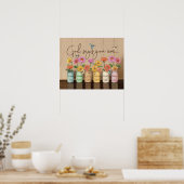 Gott sagt, du bist Gerbera & Hummingbirds Poster (Küche)