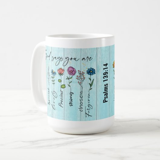 "Gott sagt, du bist.." Gewohnheitsbild Kaffeetasse (Vorderseite Links)