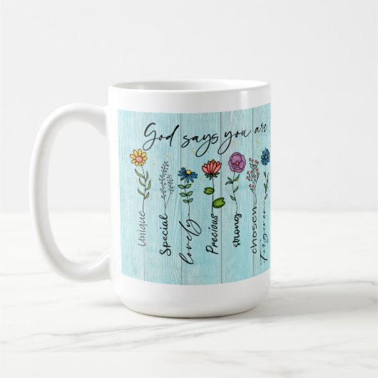 "Gott sagt, du bist.." Gewohnheitsbild Kaffeetasse (Links)