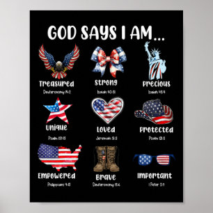 Gott sagt, ich bin 4. Juli Christlich Patriotisch Poster