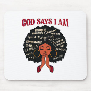 Gott sagt, ich bin afro afrikanische nubische Frau Mousepad