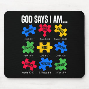 Gott sagt, ich bin Autismus Bewusstsein Tag Puzzle Mousepad