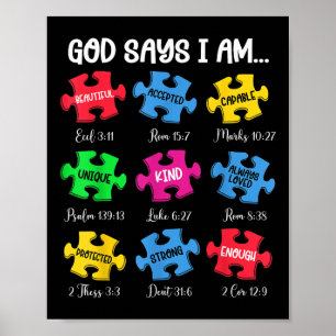 Gott sagt, ich bin Bibelverse Christlich Autismus  Poster