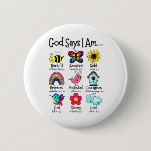Gott sagt, ich bin Biene Frühling Christlich lusti Button