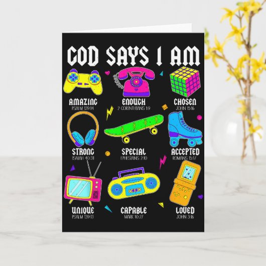 Gott sagt, ich bin Christ Männer Frauen Kinder Ret Karte (Gelbe Blume)