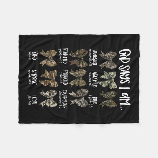 Gott sagt, ich bin Christlich Jesus Camouflage Coq Fleecedecke (Vorderseite (Horizontal))