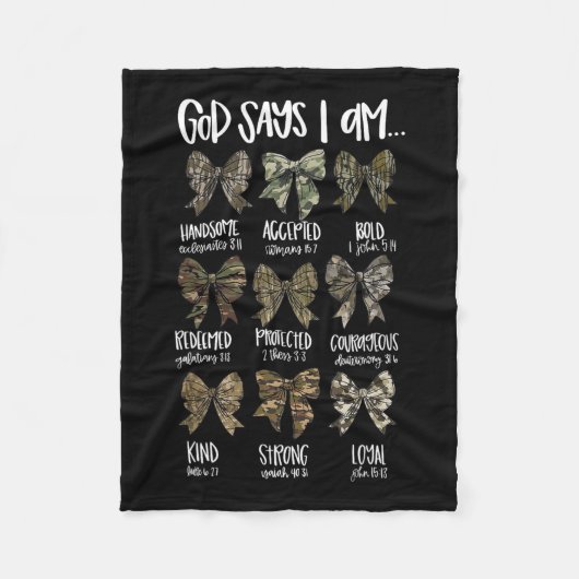 Gott sagt, ich bin Christlich Jesus Camouflage Coq Fleecedecke (Vorderseite)