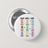 Gott sagt, ich bin Christlich Jungs Mädchen Kleink Button (Vorne & Hinten)