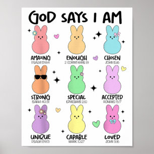 Gott sagt, ich bin Christlich Jungs Mädchen Kleink Poster