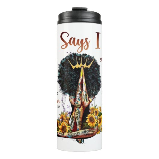 Gott sagt, ich bin Christlich Melanin Sista Black  Thermosbecher (Vorderseite)