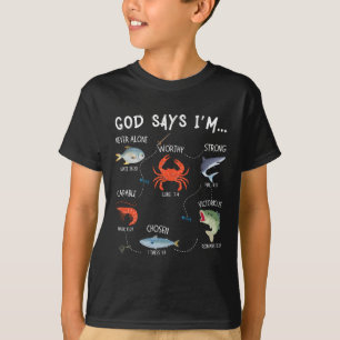 Gott sagt, ich bin ein christlicher Fischer, Bibel T-Shirt
