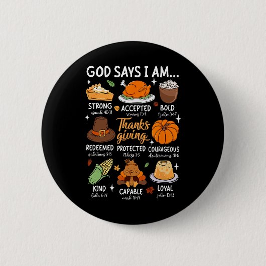 Gott sagt, ich bin Erntedank gesegnete Herbstlaub Button (Vorderseite)