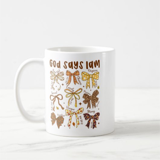 Gott sagt, ich bin Fall Coquette Bow Erntedank Chr Kaffeetasse (Links)