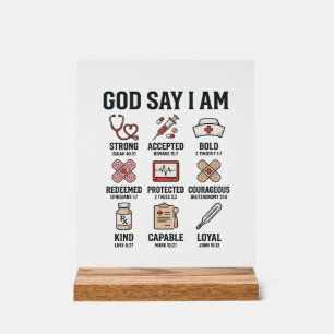Gott sagt, ich bin Krankenpfleger Glaube Vintage G Acrylschild