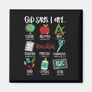 Gott sagt, ich bin... Lehrer Erster Schultag Zurüc Magnet
