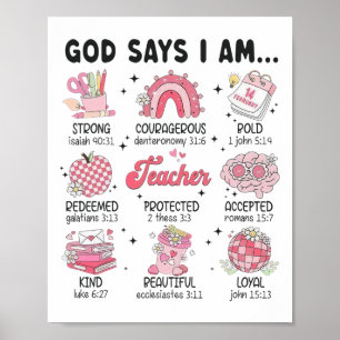 Gott sagt, ich bin Lehrerin Valentine Christliche Poster