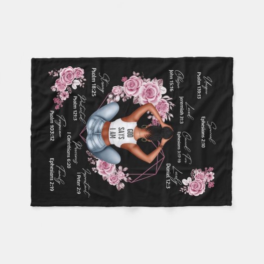 Gott sagt, ich bin Melanin Schwarze Geschichte Mon Fleecedecke (Vorderseite (Horizontal))