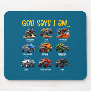 Gott sagt, ich bin Monster Truck Kleinkind Kinder Mousepad