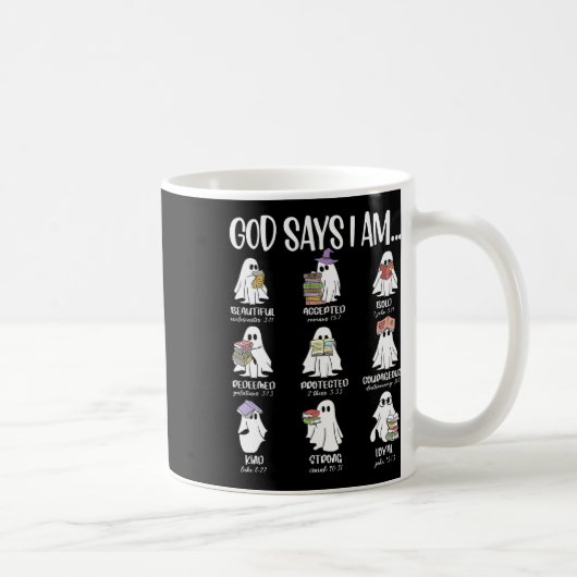 Gott sagt, ich bin Niedlich Ghost Reading Bücher H Kaffeetasse (Rechts)