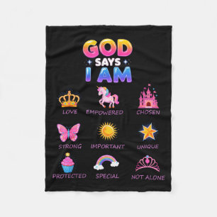 Gott sagt, ich bin Prinzessin Süße Jesus Teenager Fleecedecke