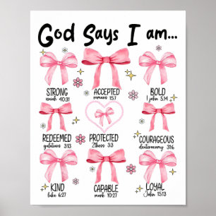 Gott sagt, ich bin rosa Coquette Christlich Jesus  Poster
