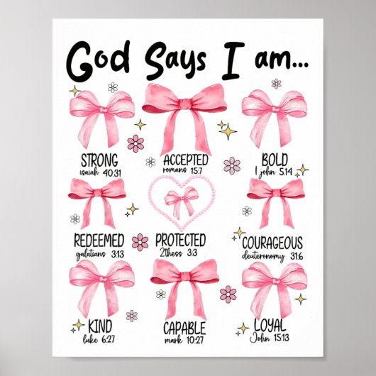 Gott sagt, ich bin rosa Coquette Christlich Jesus  Poster (Vorne)