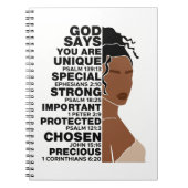 Gott sagt, ich bin schöne schwarze Königin Melanin Notizblock (Vorderseite)