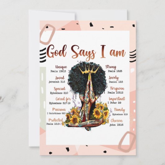 Gott sagt, ich bin schwarz Christlich Melanin Sist Einladung (Vorderseite)