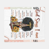 Gott sagt, ich bin schwarz Christlich Melanin Sist Fleecedecke (Vorderseite (Horizontal))