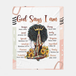 Gott sagt, ich bin schwarz Christlich Melanin Sist Fleecedecke