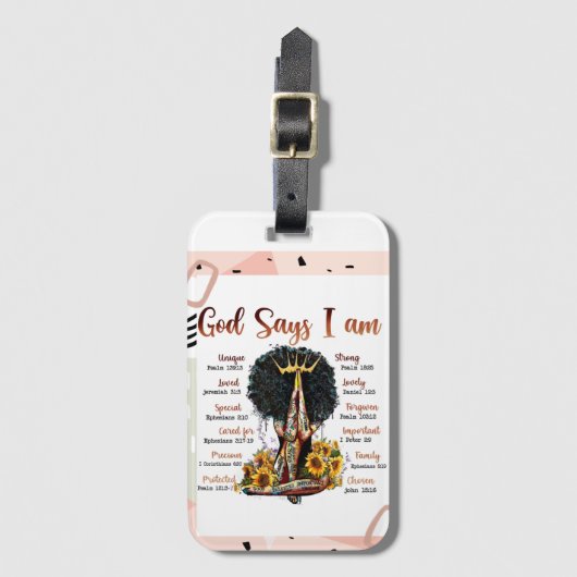 Gott sagt, ich bin schwarz Christlich Melanin Sist Gepäckanhänger (Vorderseite Vertikal)