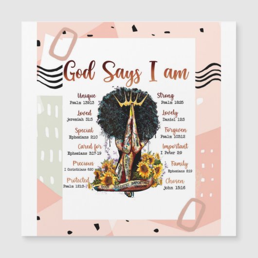 Gott sagt, ich bin schwarz Christlich Melanin Sist Magnetkarte (Vorderseite)