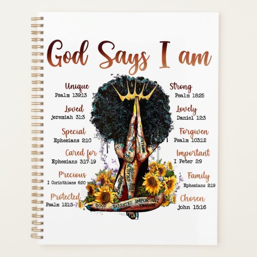 Gott sagt, ich bin schwarz Christlich Melanin Sist Planer (Vorderseite)