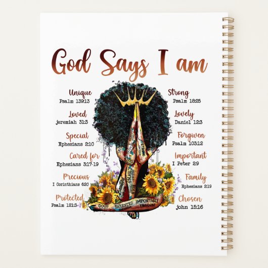 Gott sagt, ich bin schwarz Christlich Melanin Sist Planer (Rückseite)